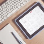 Apple, calendar, desk —